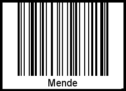Barcode des Vornamen Mende