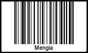 Mengia als Barcode und QR-Code