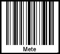 Der Voname Mete als Barcode und QR-Code