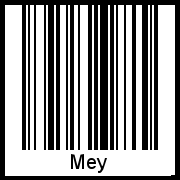 Der Voname Mey als Barcode und QR-Code