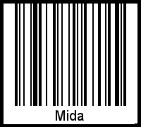 Der Voname Mida als Barcode und QR-Code