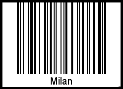 Der Voname Milan als Barcode und QR-Code