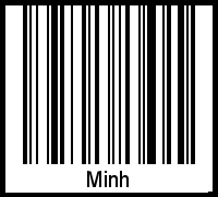 Der Voname Minh als Barcode und QR-Code