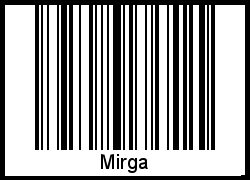 Der Voname Mirga als Barcode und QR-Code