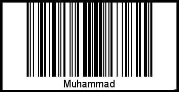 Der Voname Muhammad als Barcode und QR-Code