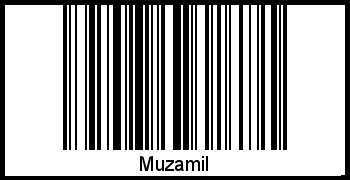Der Voname Muzamil als Barcode und QR-Code
