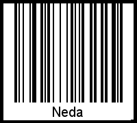Der Voname Neda als Barcode und QR-Code