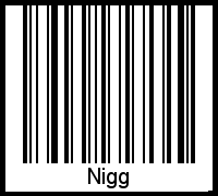 Barcode des Vornamen Nigg