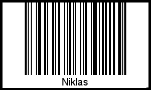 Der Voname Niklas als Barcode und QR-Code