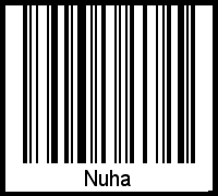Der Voname Nuha als Barcode und QR-Code