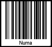 Der Voname Numa als Barcode und QR-Code
