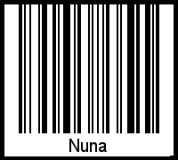 Der Voname Nuna als Barcode und QR-Code