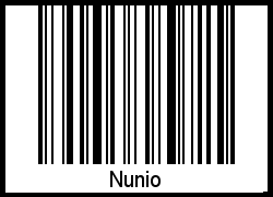 Der Voname Nunio als Barcode und QR-Code