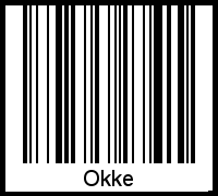 Der Voname Okke als Barcode und QR-Code