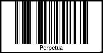 Der Voname Perpetua als Barcode und QR-Code