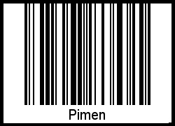 Der Voname Pimen als Barcode und QR-Code