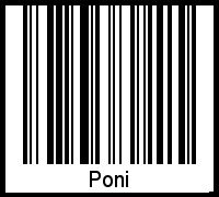 Der Voname Poni als Barcode und QR-Code
