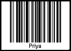 Der Voname Priya als Barcode und QR-Code