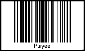 Der Voname Puiyee als Barcode und QR-Code