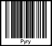 Der Voname Pyry als Barcode und QR-Code