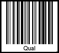 Der Voname Qual als Barcode und QR-Code