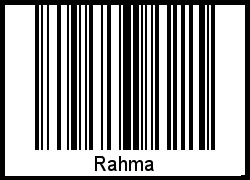 Der Voname Rahma als Barcode und QR-Code