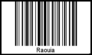 Der Voname Raouia als Barcode und QR-Code