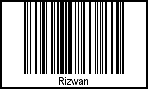 Der Voname Rizwan als Barcode und QR-Code