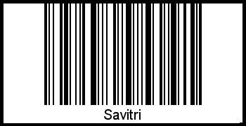 Der Voname Savitri als Barcode und QR-Code