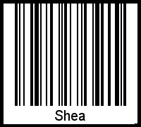 Der Voname Shea als Barcode und QR-Code