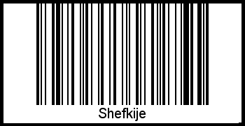 Der Voname Shefkije als Barcode und QR-Code