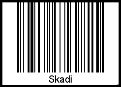 Der Voname Skadi als Barcode und QR-Code