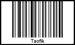 Der Voname Taofik als Barcode und QR-Code