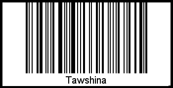 Barcode des Vornamen Tawshina