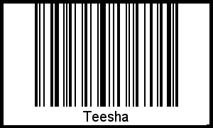 Der Voname Teesha als Barcode und QR-Code