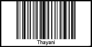 Der Voname Thayani als Barcode und QR-Code