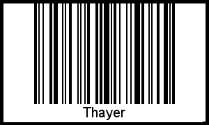Der Voname Thayer als Barcode und QR-Code