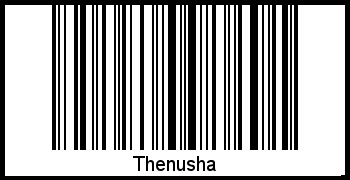 Der Voname Thenusha als Barcode und QR-Code