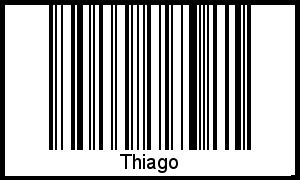 Der Voname Thiago als Barcode und QR-Code