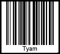 Der Voname Tyam als Barcode und QR-Code