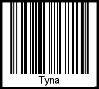 Barcode des Vornamen Tyna