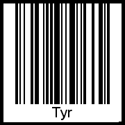 Barcode des Vornamen Tyr