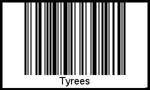 Barcode des Vornamen Tyrees