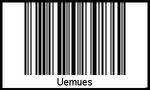 Der Voname Uemues als Barcode und QR-Code