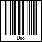 Der Voname Uno als Barcode und QR-Code