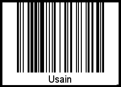 Der Voname Usain als Barcode und QR-Code