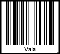 Der Voname Vala als Barcode und QR-Code