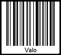 Der Voname Valo als Barcode und QR-Code
