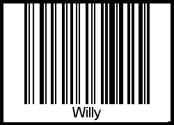 Der Voname Willy als Barcode und QR-Code