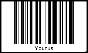 Der Voname Younus als Barcode und QR-Code